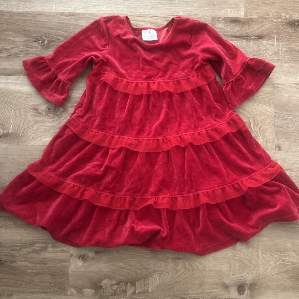 Hanna Andersson Red Velvet Love To Twirl Holiday Christmas Dress 110 5 EUC